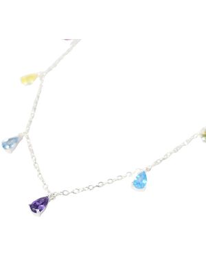 Sophelia Vibrant Multi Color Gemstone Teardrop Necklace - Blue