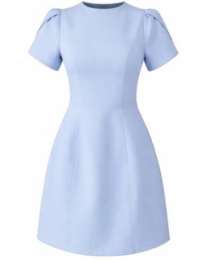 Girl In Mind Ami Tulip Sleeve High Neck Mini Dress Sky - Blue