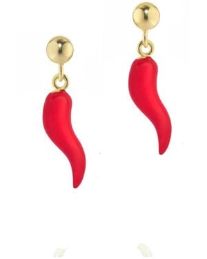 Unaloe Earrings With-Plated Horn Pendant - Red