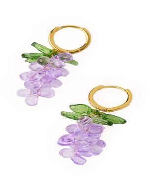 Saachi Grape Cluster Huggie Earrings - Purple