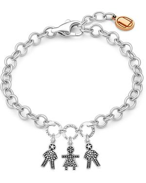 Unaloe Adjustable Sterling Mom Bracelet With Three Charms Two Girls And One Boy Perfect Gift For Moms And Families - Metallic