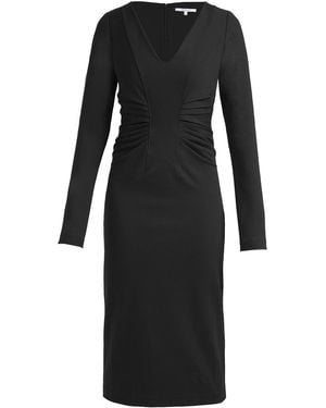 Santorelli Willa Long Sleeve Midi Dress With Tuck Detail - Black