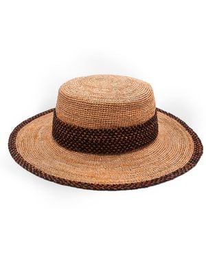 Shaded the Label Neutrals Bramblewick Natural Tan & Straw Boater Hat - Brown