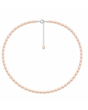 Pearl Code Peach Rice Pearl Choker, Natural Freshwater Pearl Necklace - Metallic