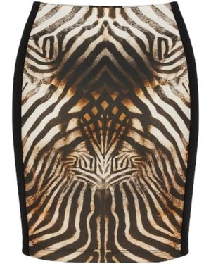 Conquista Animal Print Pencil Skirt With Side Panels - Black