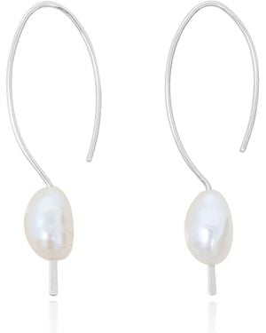 Kiri & Belle Millie Pearl Pull Through Sterling Earrings - White