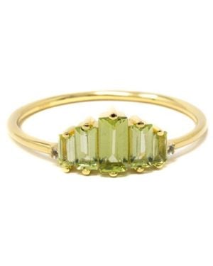 NASI SILVER Aaliyah Baguette Ring- Peridot & Topaz - Yellow