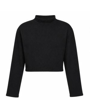 Modrn Studio Ultra-Soft Cotton Crop Sweatshirt - Black