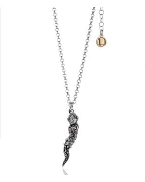 Unaloe Sterling Necklace With Goddess Of Fortune With Natural Ruby - Metallic