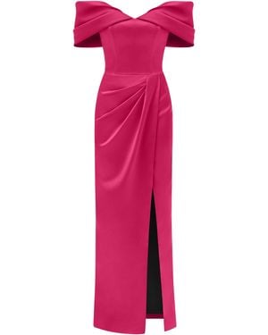 Tia Dorraine Heavenly Kissed Draped Satin Maxi Dress - Pink