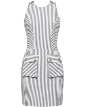 Mirimalist Apron Striped Mini Dress - Gray