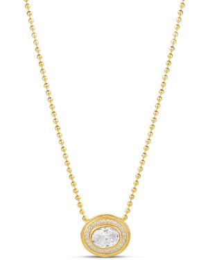 SHYMI Statement Oval Pendant On A Beaded Ball Chain - Metallic