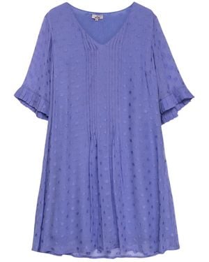 Niza Short Dress With Short Sleeves And Polka Dots Texture Fabric - Blue
