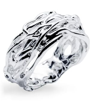 Mercela Woven Statement Ring – Chunky Textured Cocktail Ring Gift For Her - Metallic