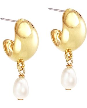 Biko Jewellery Origin Pearl Huggies - Metallic