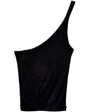 Vænn Metallic One Shoulder Tank - Black