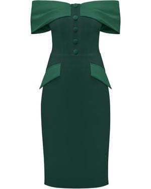 Tia Dorraine Steel Confidence Off-Shoulder Midi Dress, Dark - Green