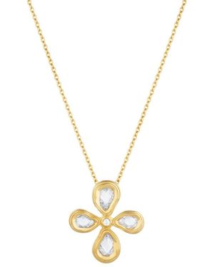 Lulu B London Teardrop Cross Necklace With Cubic Zirconia - Metallic