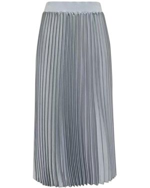 Roch Perel Satin And Knit Pleated Skirt - Gray
