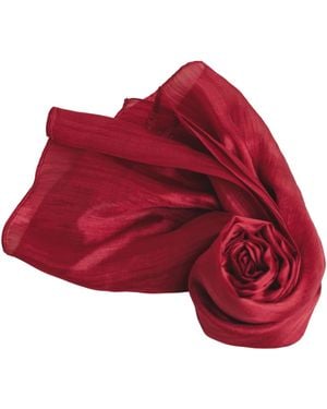 Silk and Bears Crimson Silk Scarf – Hand-Dyed Mulberry Silk Shawl, Evening & Occasion Wrap - Red
