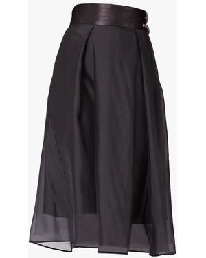 Smart and Joy Flared Organza And Satin Skirt - Blue