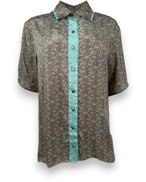 Monzlapur New York Paisley Motif Short Sleeve Shirt- Mint - Green