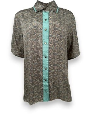 Monzlapur New York Paisley Motif Short Sleeve Shirt- Mint - Green
