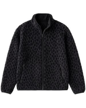 Éclectique Leopard Fleece Jacket - Black