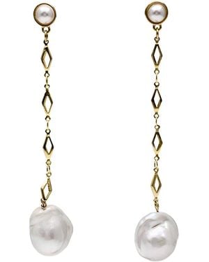 Farra Natural Baroque Pearls Dangle Earrings - Metallic