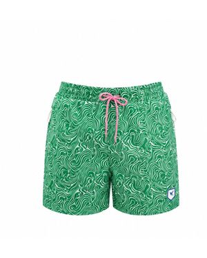 Live Kolibri Abstract Swim Trunks - Green
