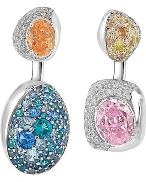 Arte Madrid Sierra Pavé Contour Convertible Stud Earrings With Drop Pendants - Blue