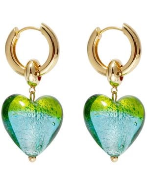 Classicharms Esmée Mint Murano Heart Drop Earrings - Green