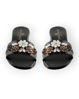 DAMAPREZIOSA Flora Vegan Mule Sandals With Heel - Black