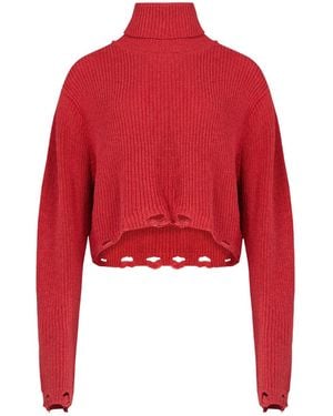 Pcfg Your Itch Ripped High Neck Knit Sweat - Red