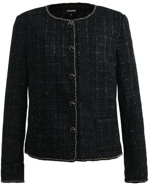 Smart and Joy Tweed Round Neck Jacket - Black