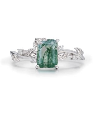 Azura Jewelry New York Ring Of Earth Moss Agate Vermeil - Green
