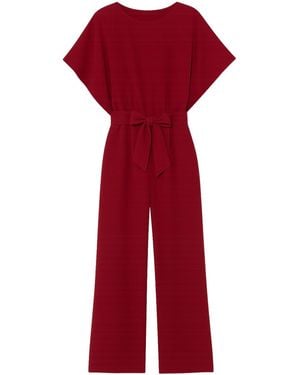Yumi' Batwing Stretch Jumpsuit - Red