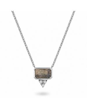 Zohreh Labradorite & Sapphire Necklace Sterling - Metallic