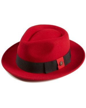 Dasmarca Hats Pablo Oxblood Felt Wide Brim Wool Felt Fedora Hat - Red