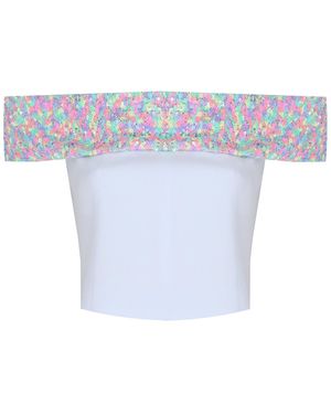 Madebyza Off The Shoulder Sequinned Top - Blue