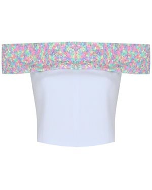Madebyza Off The Shoulder Sequinned Top - Blue