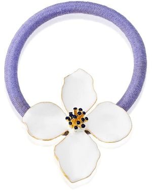 Milou Jewelry Clover Flower-Embellished Ponytail Holder - Blue