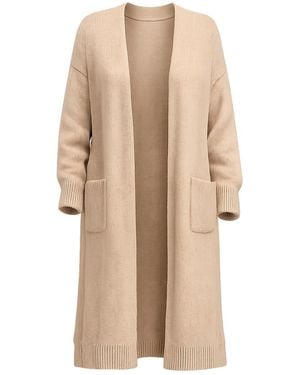Tantra Spain Sl Neutrals Long Kitted Cardigan With Pockets Ecru - Natural