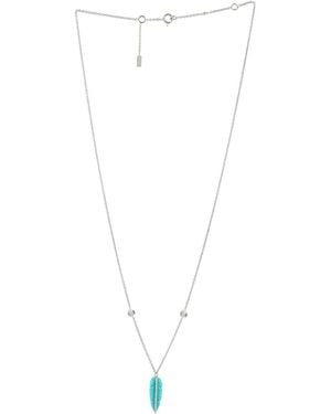 Artisan 18K & Diamond Feather Pendant Necklace - Metallic