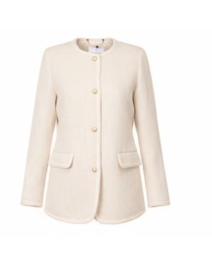 Franchetti Bond Neutrals Mirabella Off Weave Long-Line Jacket - Natural