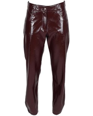 Lalipop Design Vegan Leather Tapered Maroon Pants - Purple