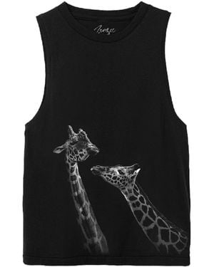 Zenzee Giraffe Animal Print Tank Top - Black