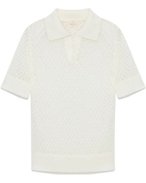 Peraluna Ava Openwork Knit Polo Neck Blouse - White