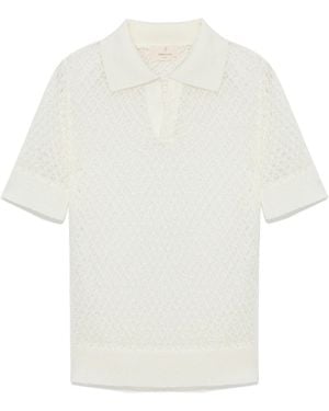 Peraluna Ava Openwork Knit Polo Neck Blouse - White
