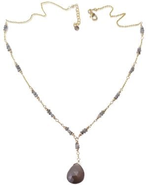 MOUNIR LONDON Grey Moonstone Drop Necklace - Metallic